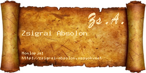 Zsigrai Absolon névjegykártya